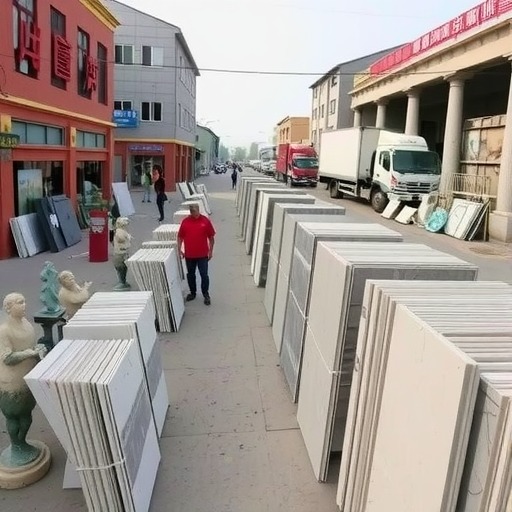 吉林蛟河市天岗形成石材一条街(图1)